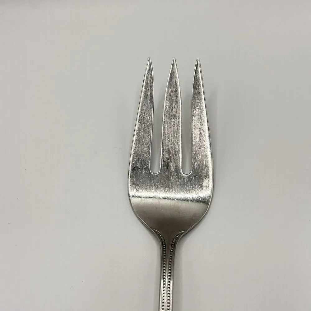 Towle Beaded Antique 18/8 Stainless Meat Serving Fork Germany 9.5